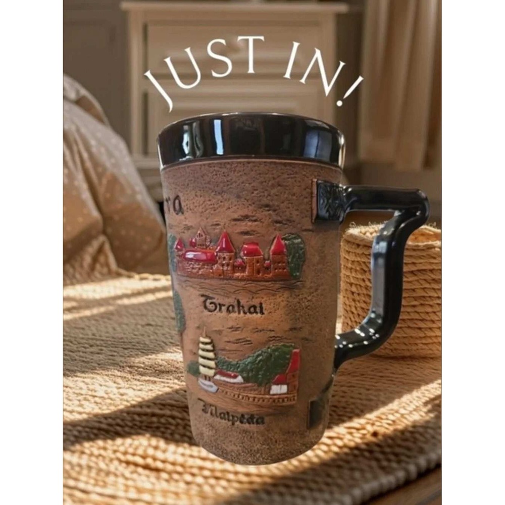 Lithuania Souvenir Mug 3D Relief Ceramic Beer Stein Vilnius Trakai Kaunas Mug